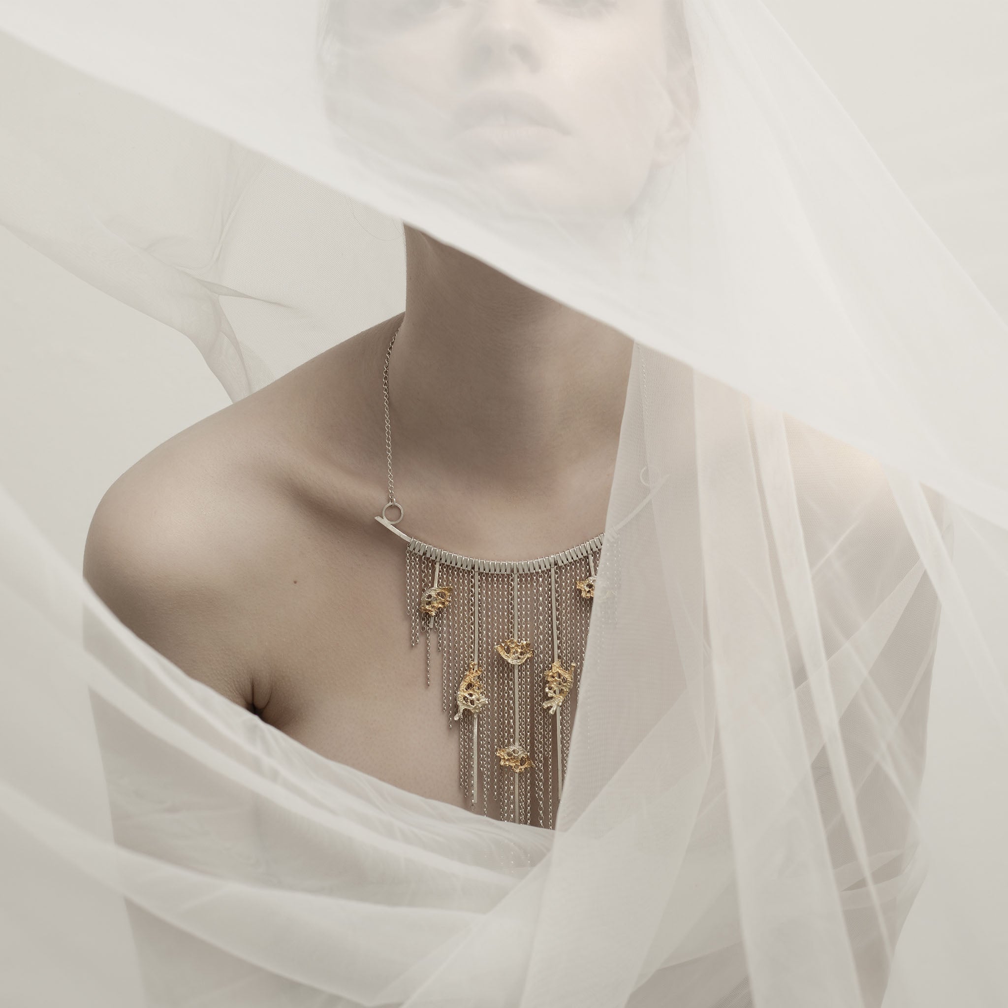 Lichen Cascade 18ct Gold-Plated Silver Necklace